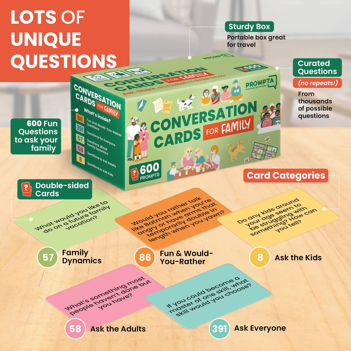 Conversation Cards for Family - 600 Conversation Starters