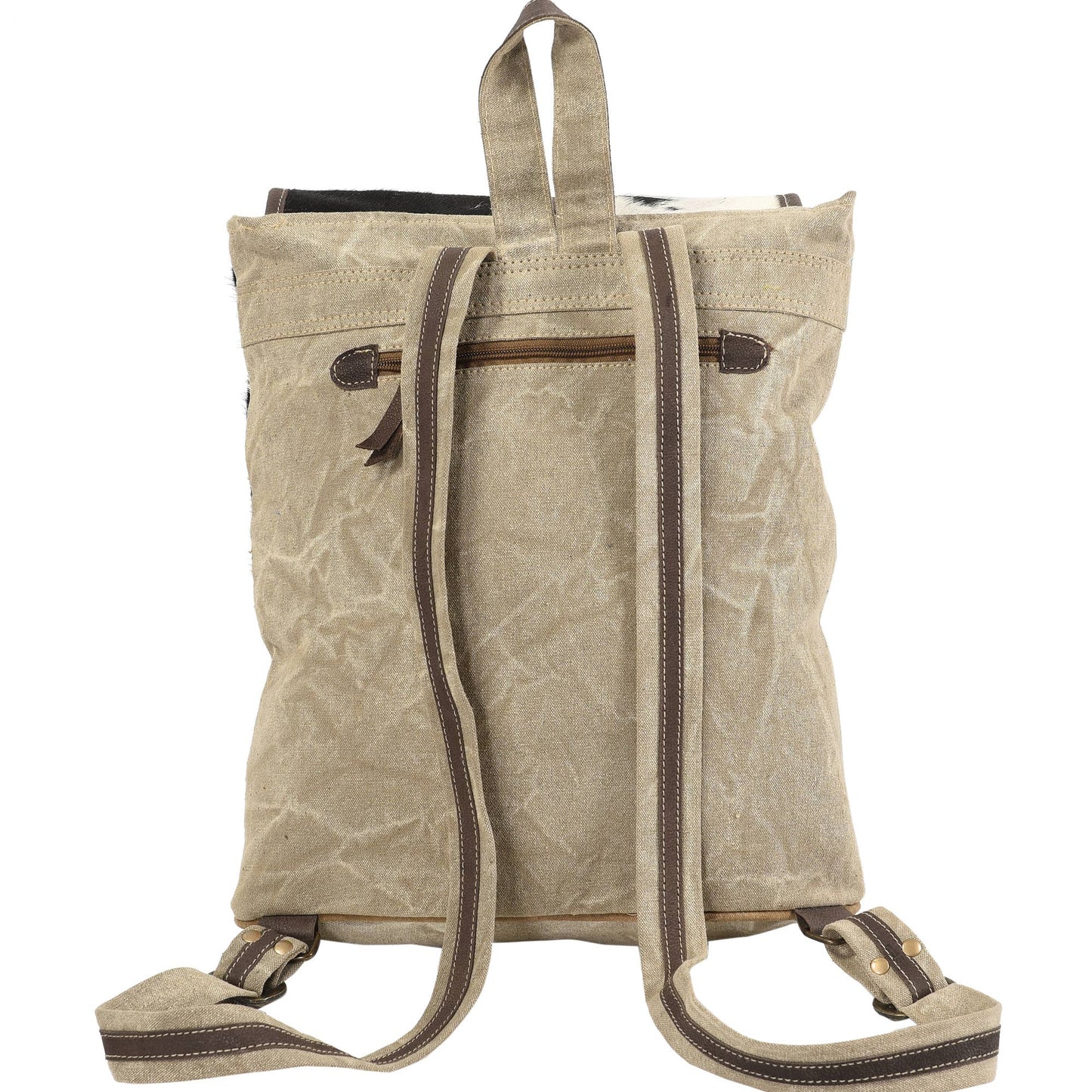 Canvas Pattern and Fur Medium Backpack