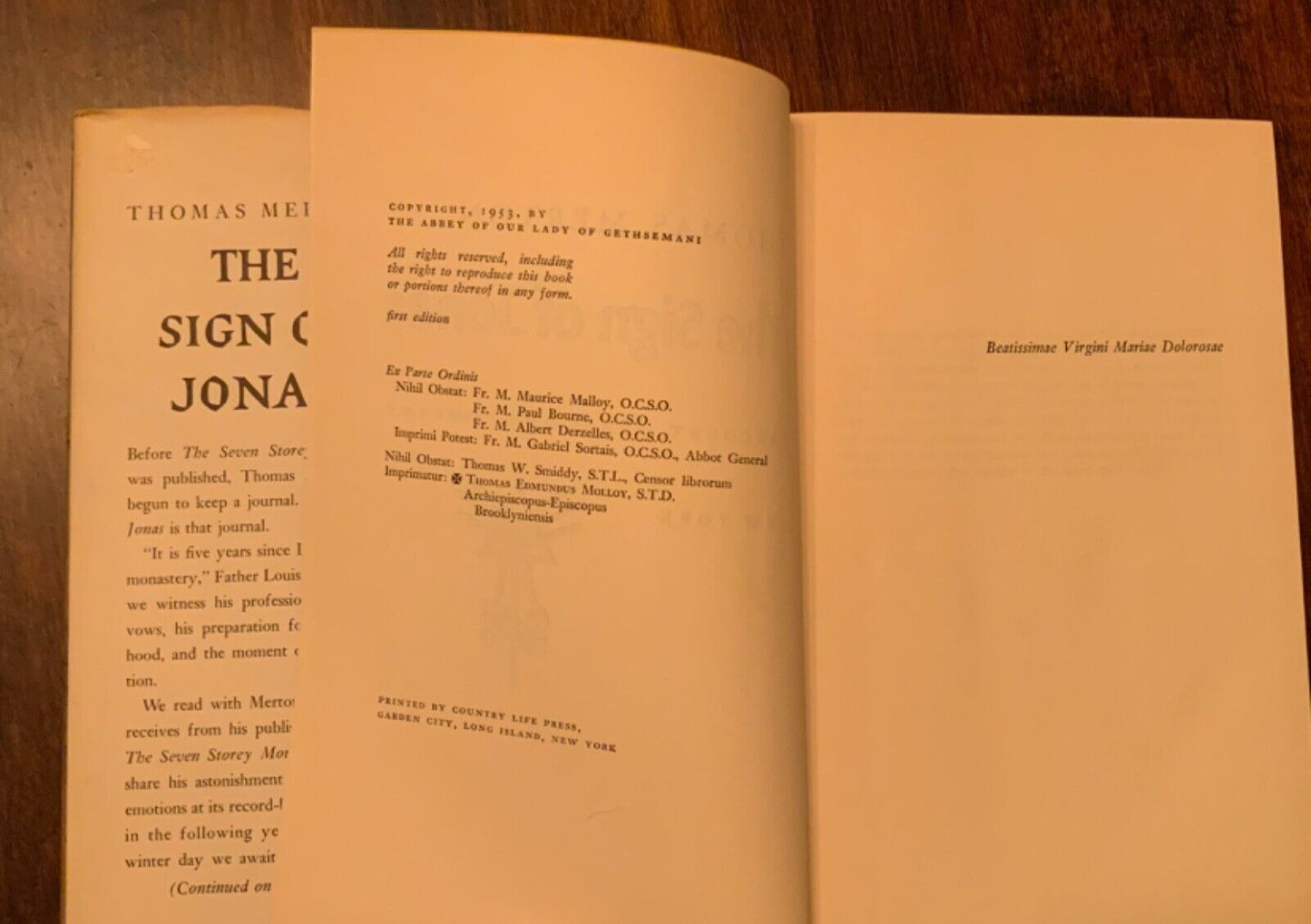 Thomas Merton The Sign of Jonas First Edition Hardback 1953