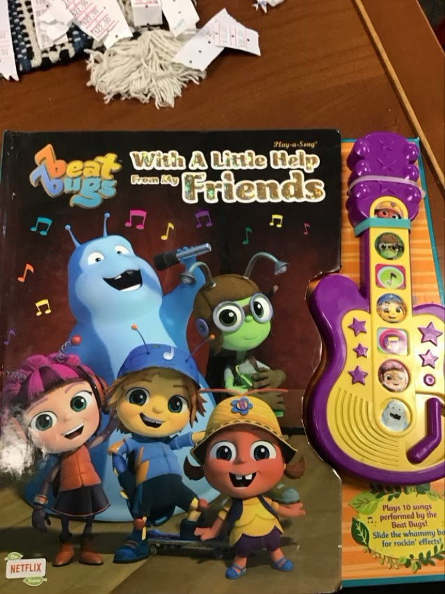 Beat Bugs - With a Little Help From My Friends Board Book Sound Guitar Toy - Play-a-Sound - PI Kids by Editors of Phoenix International Publications * Inscription Inside First Page