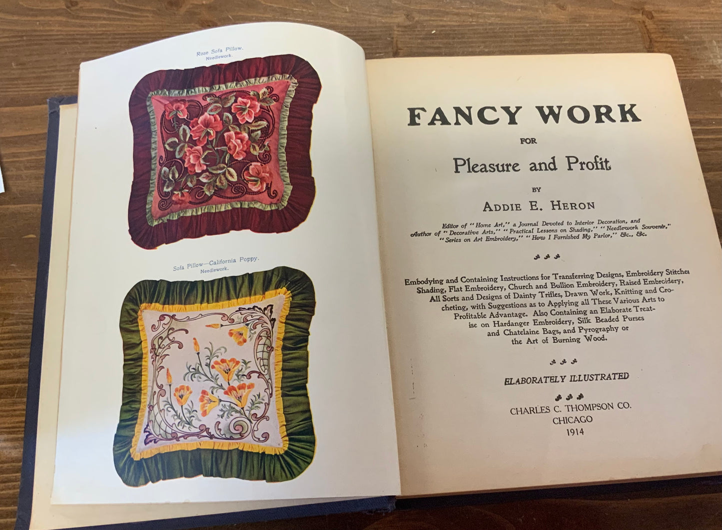 Fancy Work for Pleasure and Profit by Addie E Heron I Vintage Antique Illustrated 1914 Hardcover