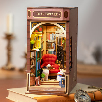 Rolife DIY Wooden Book Nook Shakespeare Bookstore 
With LED Lights
Perfect for Christmas or Birthday Gifts