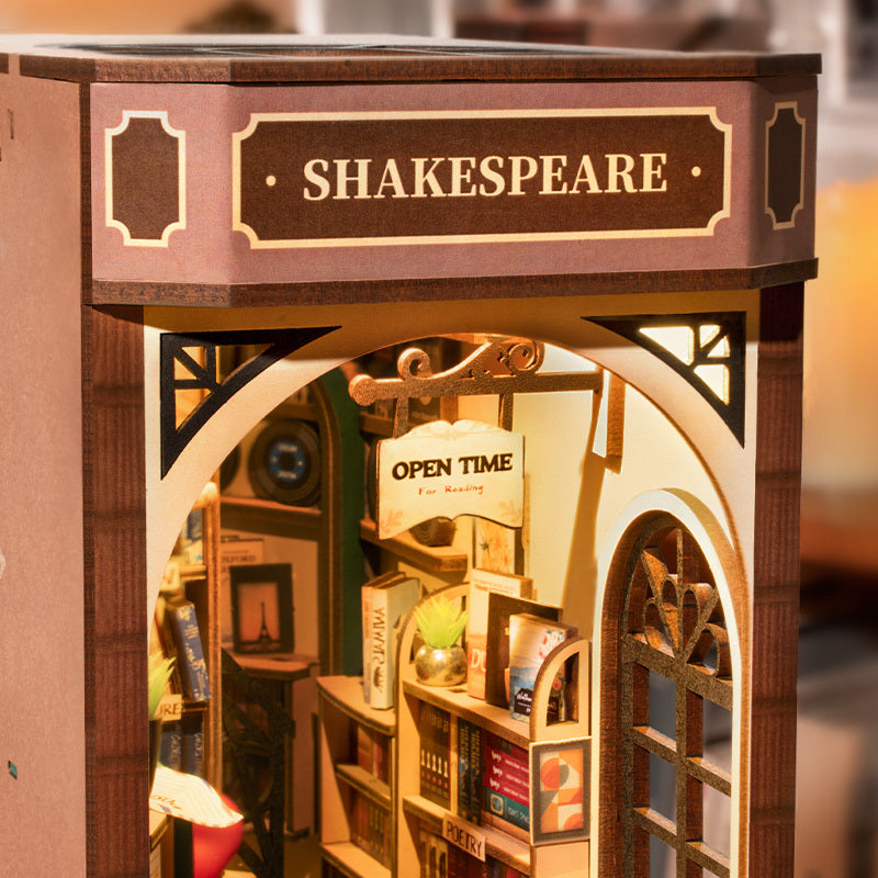 Rolife DIY Wooden Book Nook Shakespeare Bookstore 
With LED Lights
Perfect for Christmas or Birthday Gifts