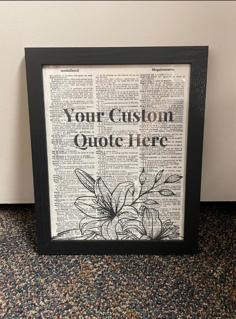 Floral Dictionary Art Print 8.5 by 11 I Customization Available