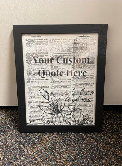 Floral Dictionary Art Print 8.5 by 11 I Customization Available