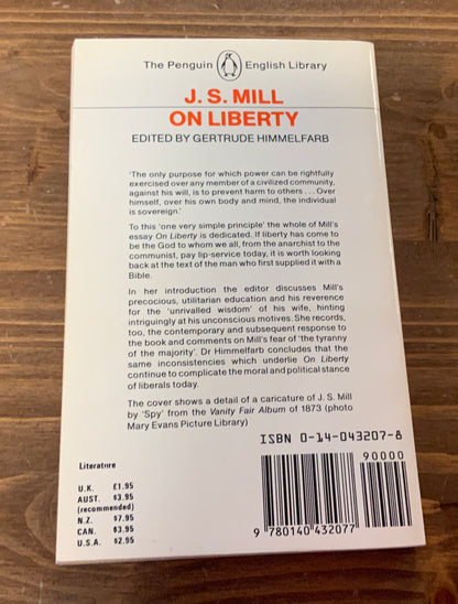 On Liberty by J.S. Mill Penguin English Library