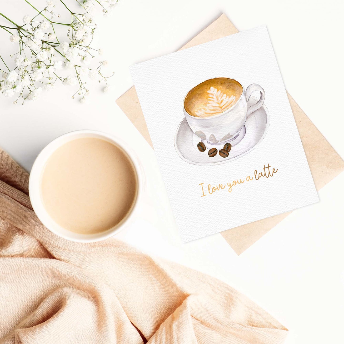 I love you a latte card, coffee shop card, Latte love