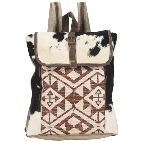 Canvas Pattern and Fur Medium Backpack