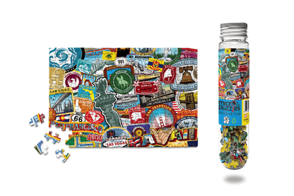Road Trip USA - Mini Jigsaw Puzzle states sticker style