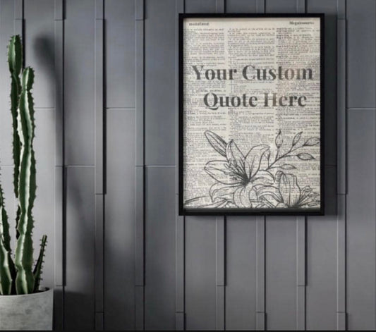 Floral Dictionary Art Print 8.5 by 11 I Customization Available