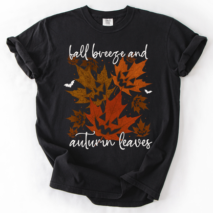 Fall Breeze and Autumn Leaves, Halloween, Comfort Colors T-Shirt