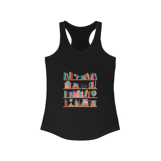 Women’s Bookshelf & Cats Racerback Tank