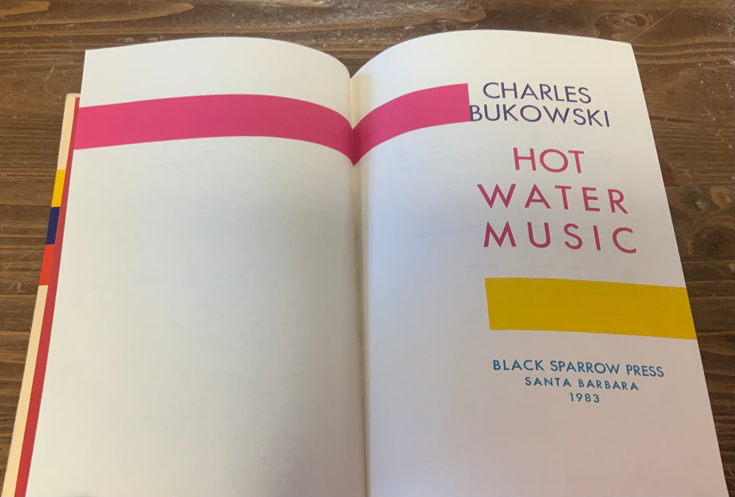 Hot Water Music by Charles Bukowski 1983 First Edition Hardcover Good