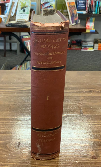 Macauley’s Essays Critical, Historical, and Miscellaneous Students’ Edition Vintage Antique 1874