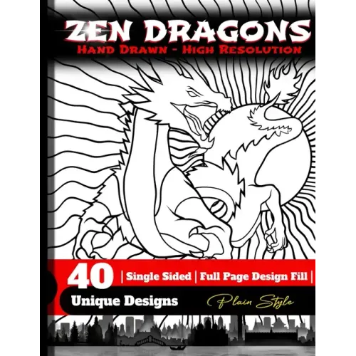 Zen Dragons - no pattern Style Adult Coloring Book