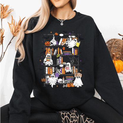 Reading Ghosts, Bookish, Library, Spooky, Halloween, Booktok, Trending Graphic Sweatshirt