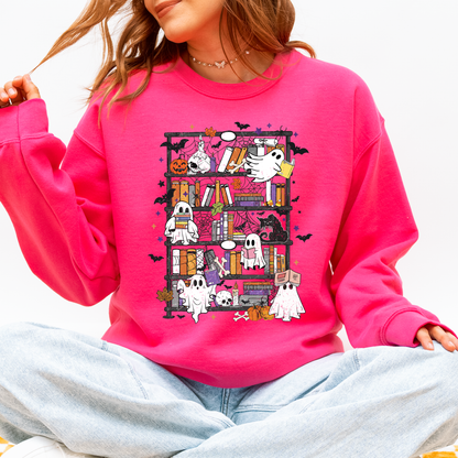 Reading Ghosts, Bookish, Library, Spooky, Halloween, Booktok, Trending Graphic Sweatshirt