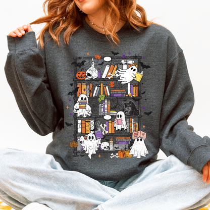 Reading Ghosts, Bookish, Library, Spooky, Halloween, Booktok, Trending Graphic Sweatshirt