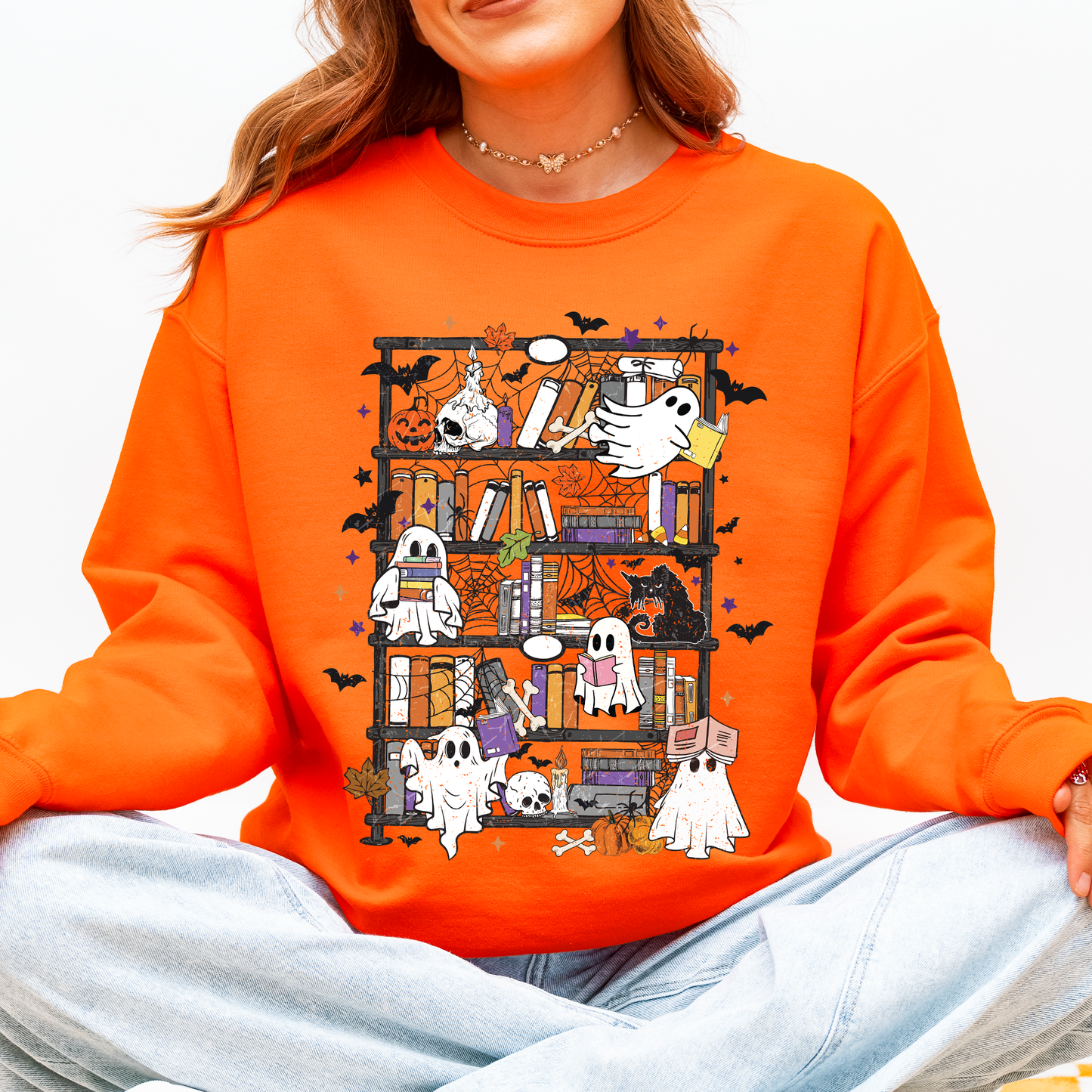 Reading Ghosts, Bookish, Library, Spooky, Halloween, Booktok, Trending Graphic Sweatshirt