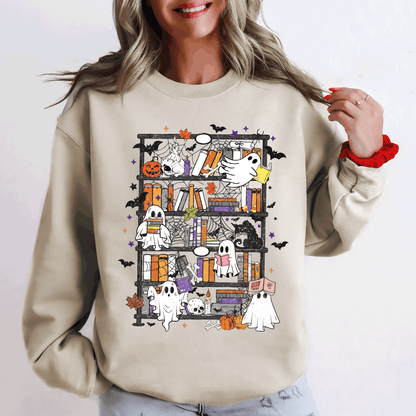 Reading Ghosts, Bookish, Library, Spooky, Halloween, Booktok, Trending Graphic Sweatshirt