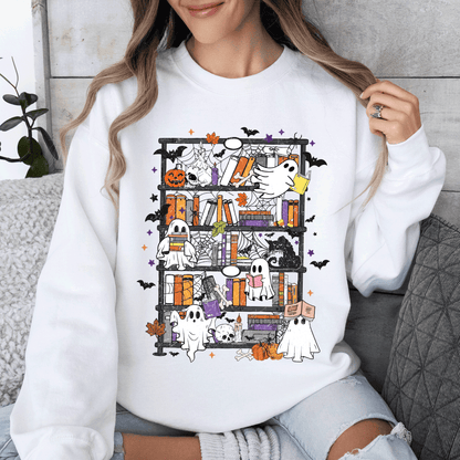 Reading Ghosts, Bookish, Library, Spooky, Halloween, Booktok, Trending Graphic Sweatshirt
