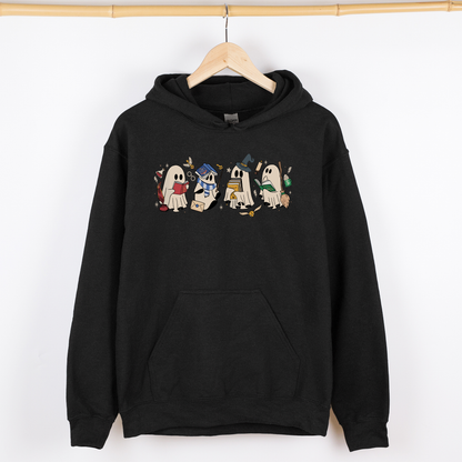 Reading Ghosts, Witches, Wizards, Halloween, Trending, Graphic Hoodie, Hooded Sweatshirt