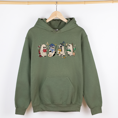 Reading Ghosts, Witches, Wizards, Halloween, Trending, Graphic Hoodie, Hooded Sweatshirt
