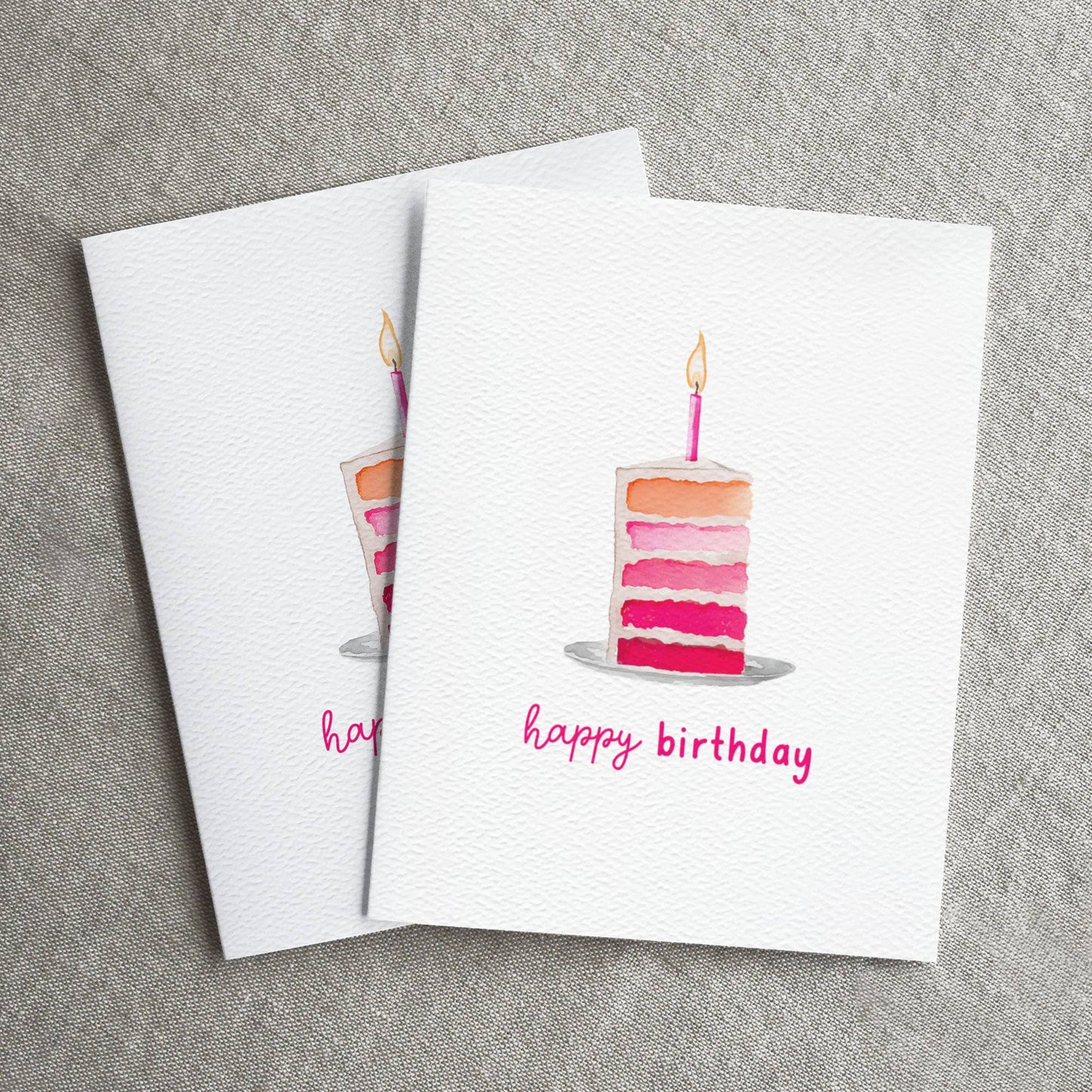 Pink Birthday Cake Card, Happy Birthday Card