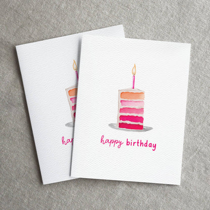 Pink Birthday Cake Card, Happy Birthday Card