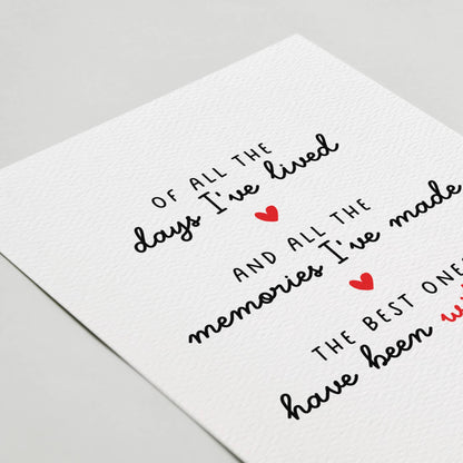 Anniversary Card, Romantic Birthday, Love Card
