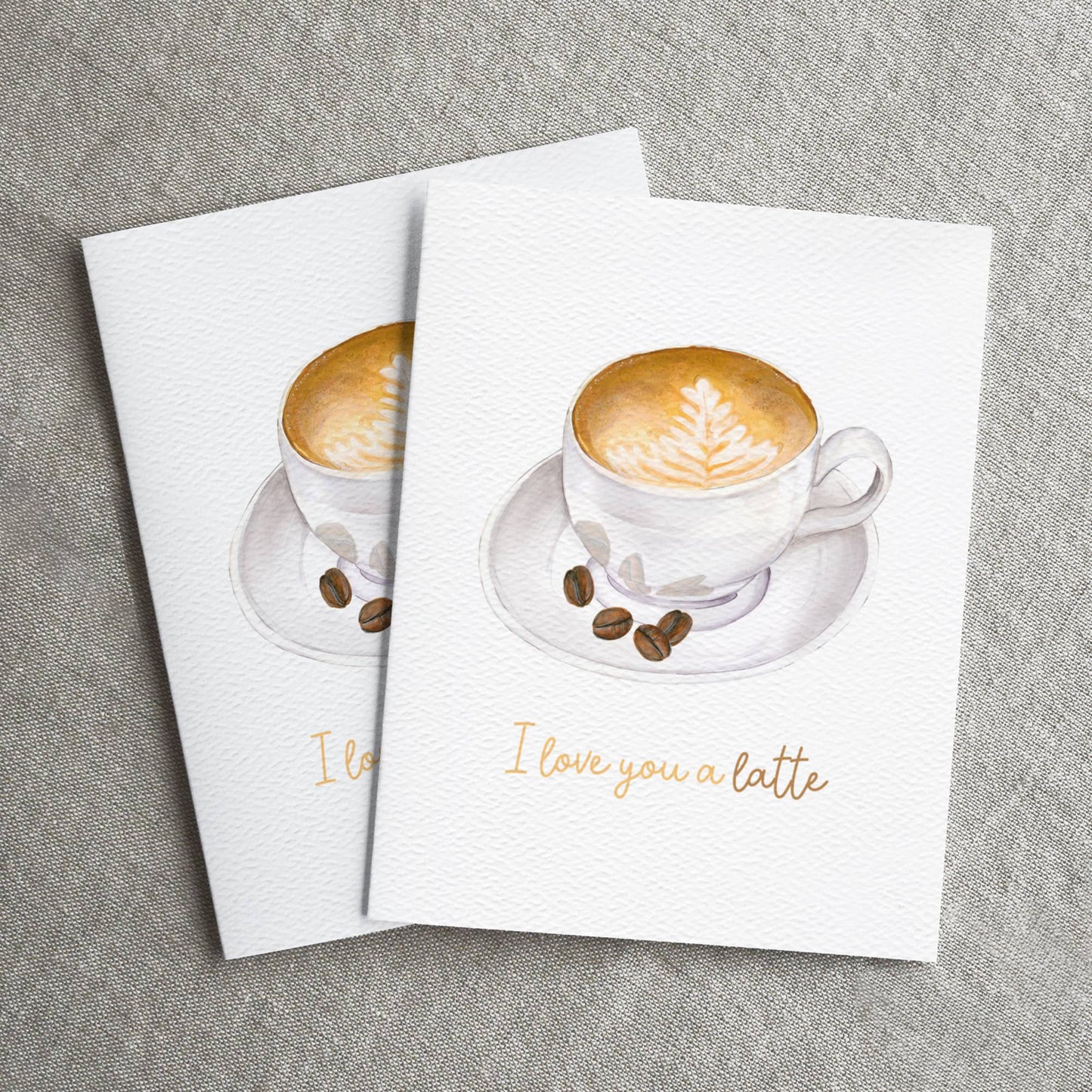 I love you a latte card, coffee shop card, Latte love