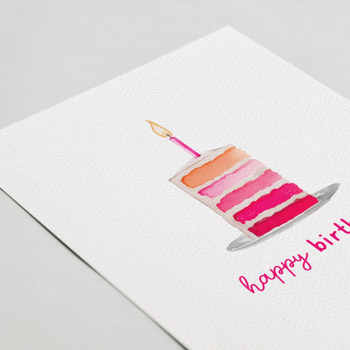 Pink Birthday Cake Card, Happy Birthday Card