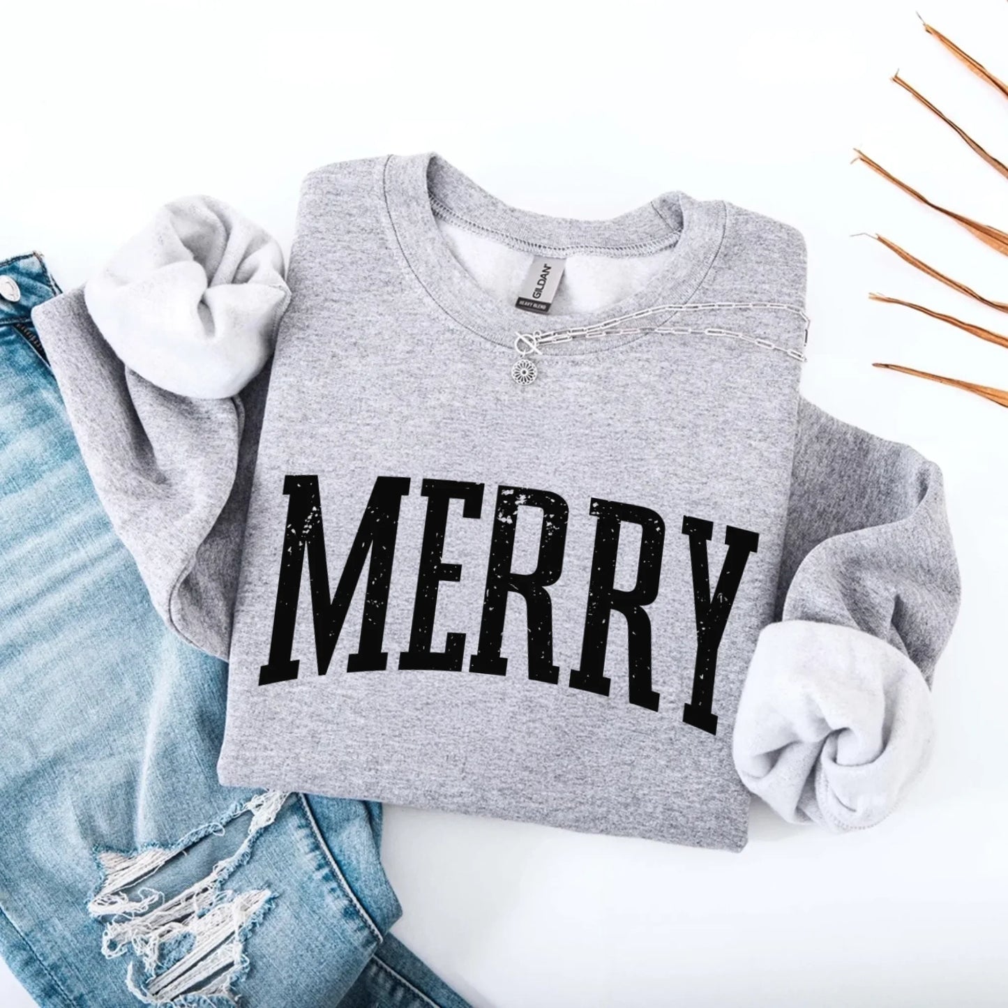 Retro Merry Christmas Sweatshirt Festive Women’s Holiday Sweater