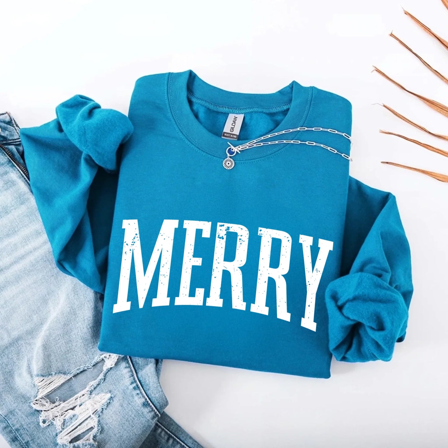 Retro Merry Christmas Sweatshirt Festive Women’s Holiday Sweater