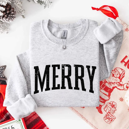 Retro Merry Christmas Sweatshirt Festive Women’s Holiday Sweater